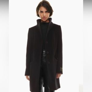 WILFRED / ARITZIA BLACK WOOL AND CASHMERE “THE COCOON” MIDI‎ PEA COAT